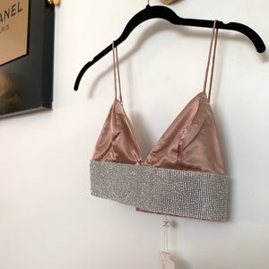 New w tags Meshki Pink Silk Diamond Bralette
